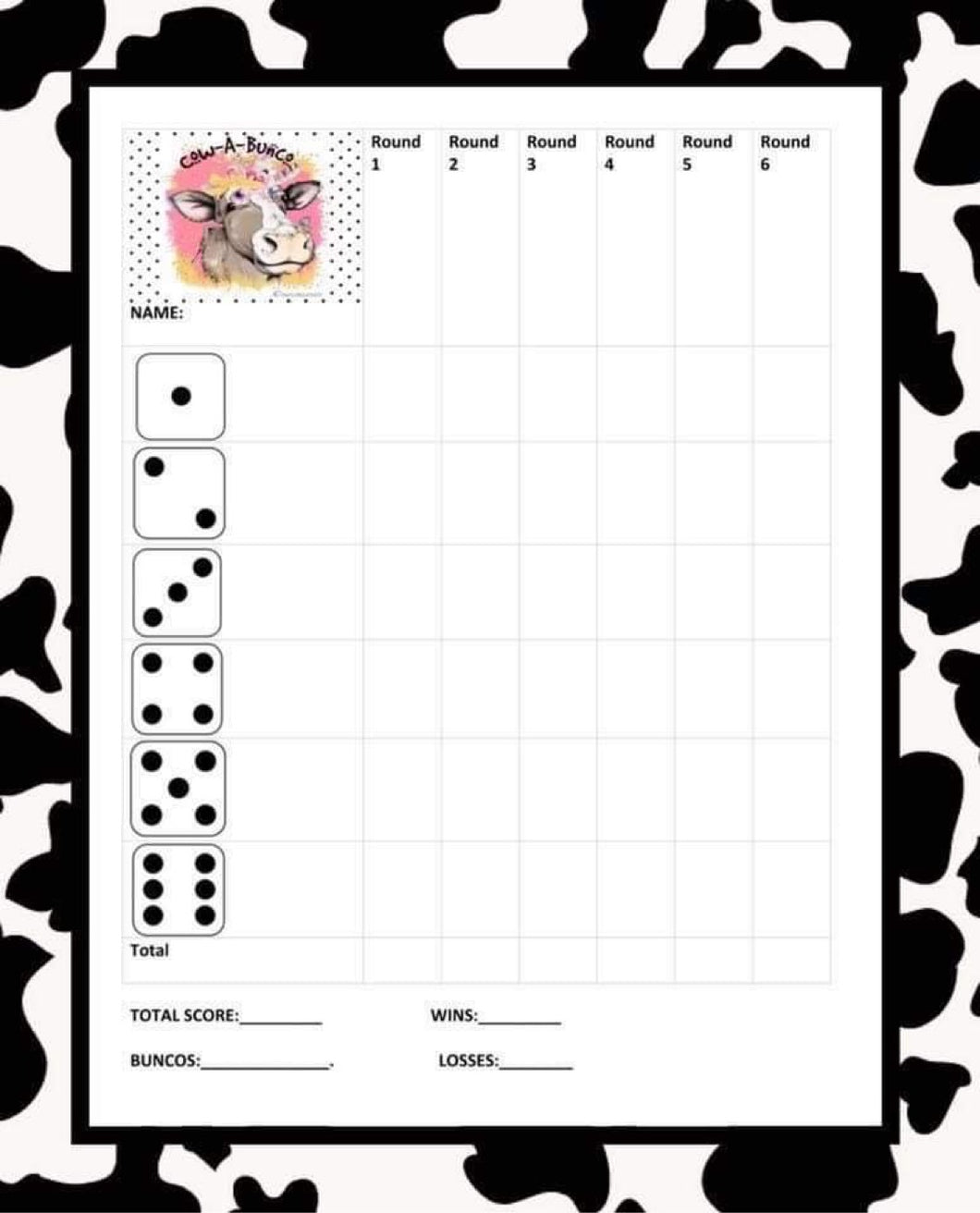 Cow~A~Bunco Score Pads (Refill)