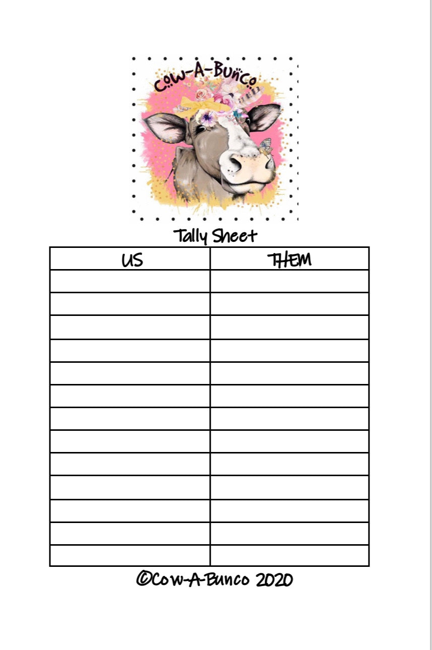 Cow~A~Bunco Tally Sheets (Refill)